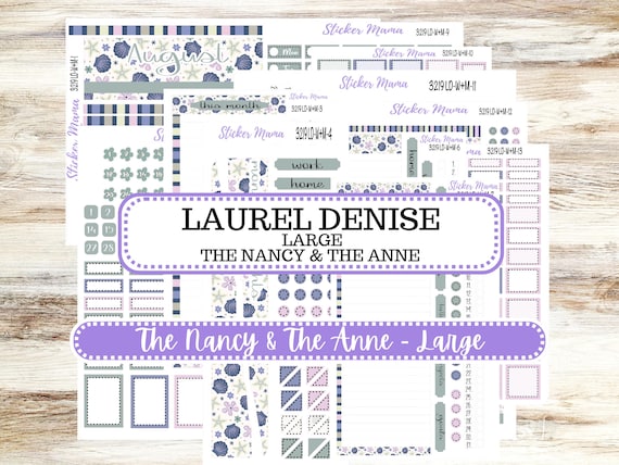 Laurel Denise Large Nancy & Large Anne Planner Sticker Kit | Vertical Horizontal Week + Month | August Tropical Trinkets 3219 | 5-26