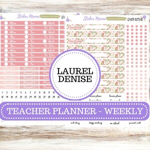LAUREL DENISE TEACHER Weekly Planner Kit #3075 || Shabby Chic Roses ||Laurel Denise Kit || Laurel Denise Horizontal Vertical