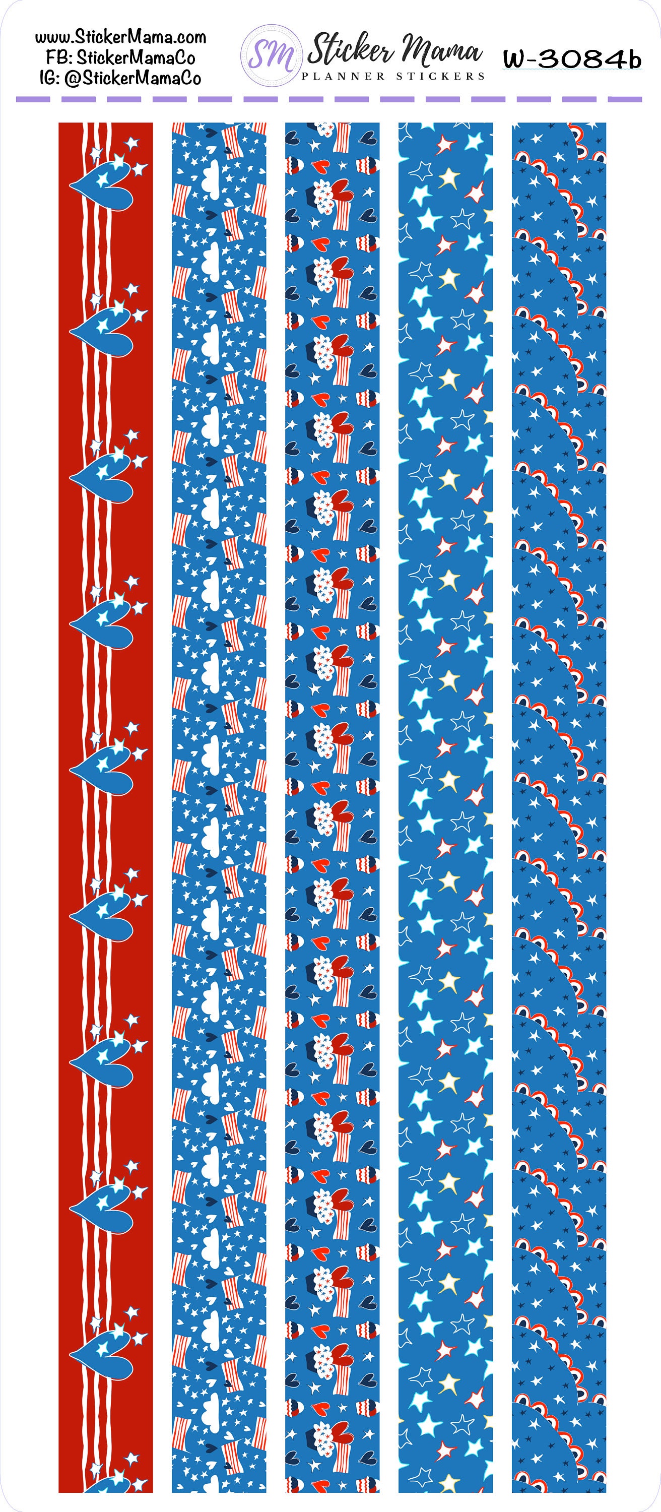 HS605 4th of July Collection Washi and Bottom Washi Planner Stickers HS605 4th of July Collection Washi and Bottom Washi Planner Stickers