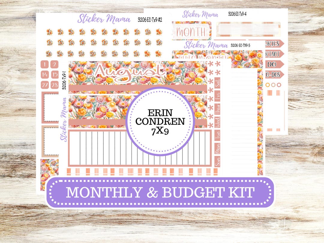 Erin Condren Monthly Kit 7X9 | 3206 Falling Colors Stickers | September ...