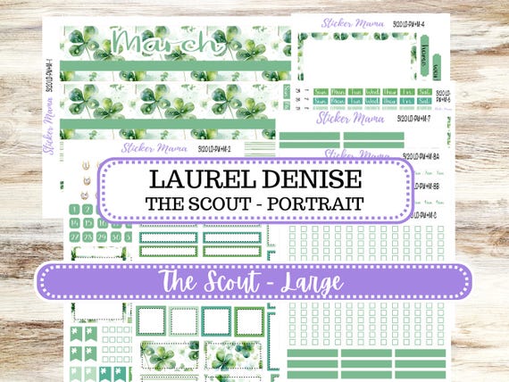 Laurel Denise Large Scout Planner Sticker Kit | Portrait Weekly + Monthly | March Shamrock Magic #3120 | 11-25
