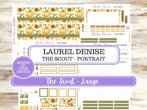Laurel Denise Large Scout Planner Sticker Kit | Portrait Weekly + Monthly | Month of your Choice Fall | 3220 Sunflower Harvest | 6-26