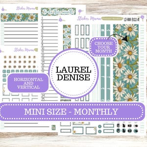 LAUREL DENISE MINI Monthly Planner Kit #3122  || Laurel Denise Kit || Laurel Denise Stickers || Horizontal Vertical || Vintage Bloom
