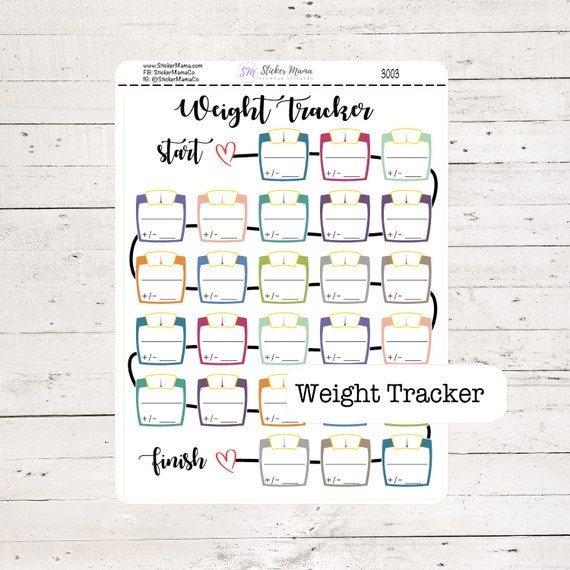 WEIGHT TRACKER NOTE 3003 - Planner Stickers weight tracker sticker track your weight weekly weigh in stickers