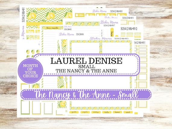 Laurel Denise Small Anne and Nancy Planner Sticker Kit | Small Week + Month | Choose your own Month #3034 Fresh Squeeze | 11-25