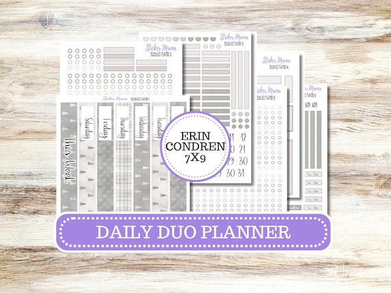 Erin Condren Daily Duo Planner Sticker Kit 3226 | Muted Frost | 10-26