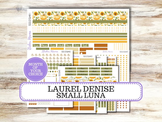 Laurel Denise Small Luna Planner Sticker Kit | Luna Weekly + Monthly | Choose your month | #3220 Sunflower Harvest | 8-26