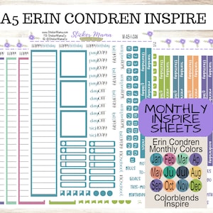 NIEUWE ERIN CONDREN Inspire || A5 Inspire-maandpakket || Maandelijkse plannerstickers ||