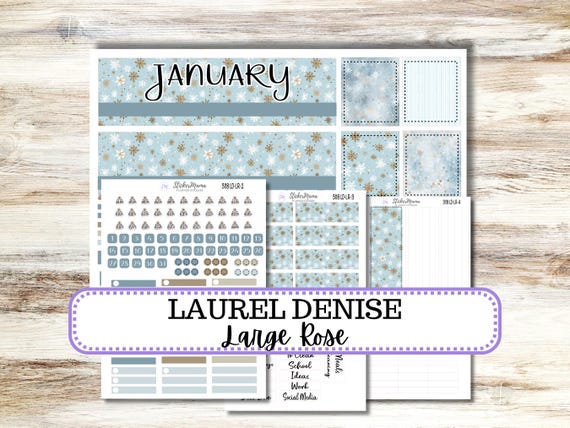 Laurel Denise Large Rose Planner Sticker Kit 3118 | January Arctic Frost | Redesigned 10-26