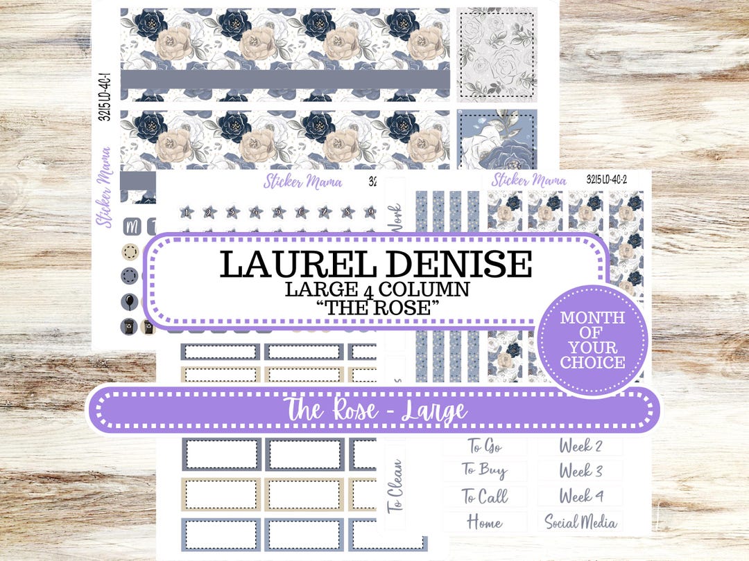 Laurel Denise Large Rose Planner Sticker Kit | 4-COLUMN (formerly ...