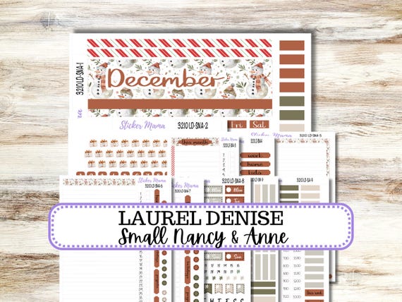 Laurel Denise Small Anne and Nancy Planner Sticker Kit 3210 | December Frosty Friends | Redesigned 9-26