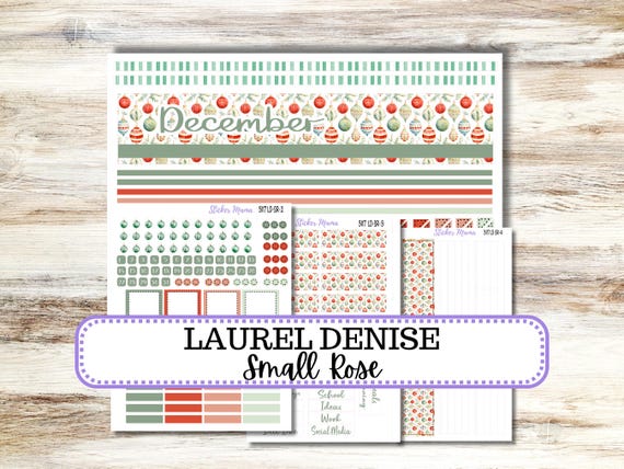 Laurel Denise Small Rose Planner Sticker Kit 3117 | 4 Column Mini | December Jolly Jewels | Redesigned 9-26