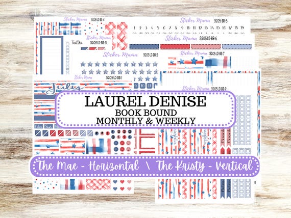 Laurel Denise Mae and Kristy Planner Sticker Kit | Book-Bound | July 3205 Patriotic Festivities