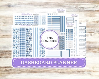 Kit de pegatinas para agenda de salpicadero Erin Condren / DB-3200 Flor azul