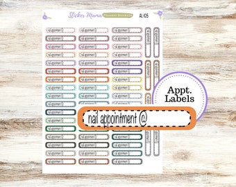AL-105 || NAIL APPOINTMENT Labels || Planner Stickers || Labels Sticker || Mani Appointment Stickers
