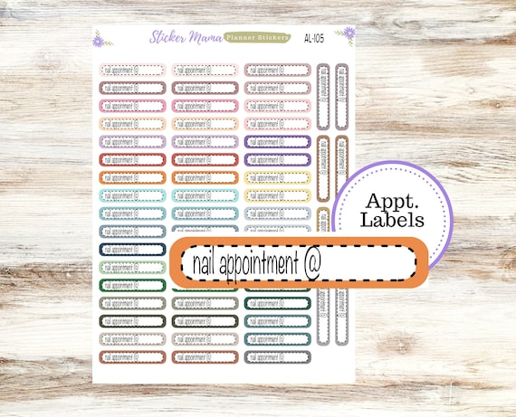 AL-105 || NAIL APPOINTMENT Labels || Planner Stickers || Labels Sticker || Mani Appointment Stickers