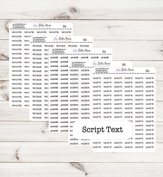 WORK SCRIPT PLANNER Stickers S110 JenPlans Script Font Planner Stickers For Work Planner Stickers Go to Work Sticker