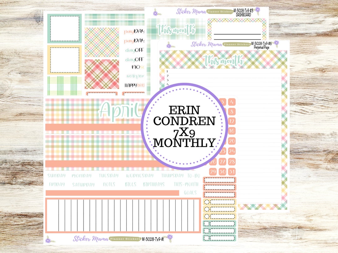 ERIN CONDREN Monthly Kit-3028 7X9 Spring Plaid 7x9 Ec APRIL Monthly Kit ...