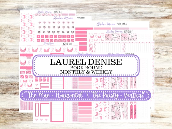 LD “The Mae & Kristy” || BOOK-BOUND Planner Kit #3071  || Vertical Horizontal || Breast Cancer || Laurel Denise Sticker Kit ||  Aug 25