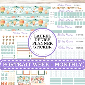 LAUREL DENISE PORTRAIT Week + Month August Planner Kit #3113 || Hot Air Balloons || Laurel Denise Kit || Laurel Denise Stickers || May 25
