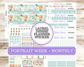LAUREL DENISE PORTRAIT Week + Month August Planner Kit #3113 || Hot Air Balloons || Laurel Denise Kit || Laurel Denise Stickers || May 25