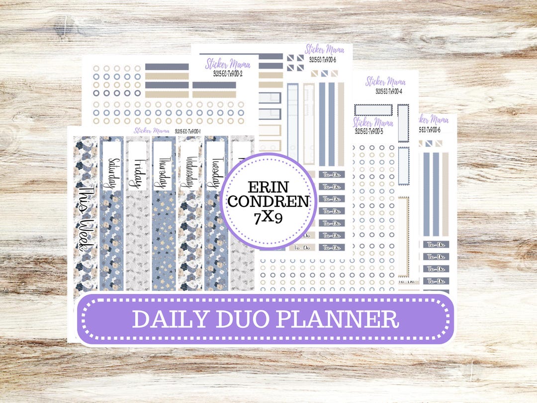 Erin Condren Daily Duo Planner Sticker Kit | DD-3215 Charming Roses - Etsy