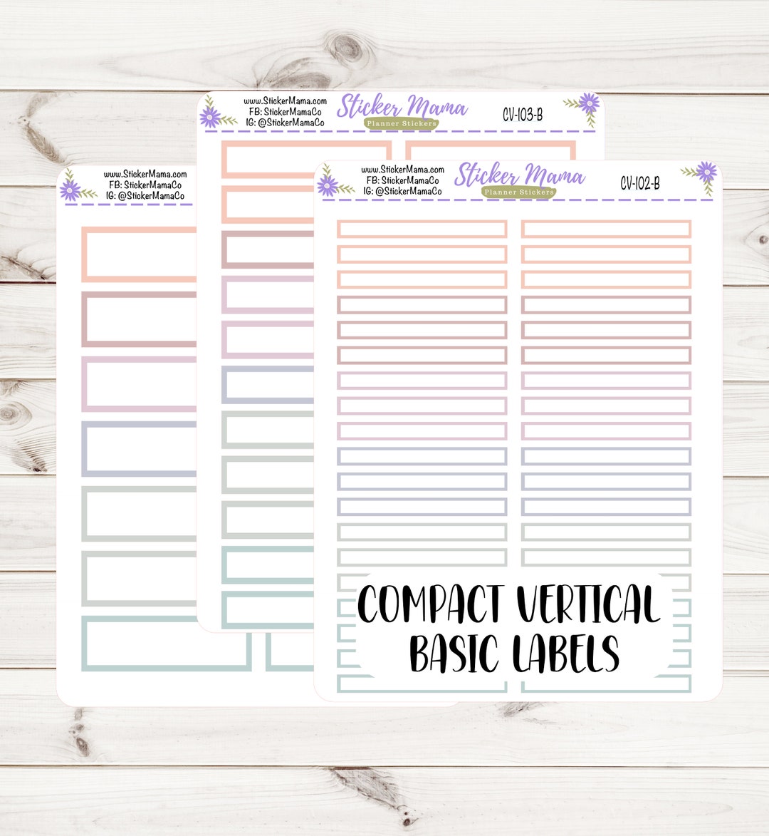 CV-102-104 BASIC LABELS in Bloom Erin Condren Compact - Etsy UK