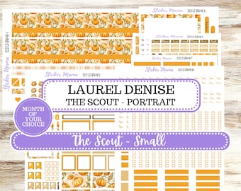 Laurel Denise Small Scout Planner Sticker Kit | Portrait Weekly + Monthly | Choose Your Month Fall | 3221 Pumpkin & Cornstalk | 6-26