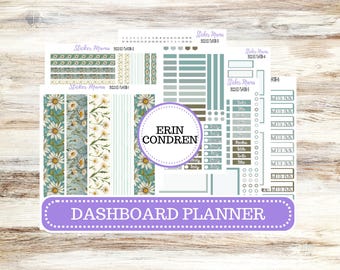 Kit de pegatinas para agenda de salpicadero Erin Condren / DB-3122 Vintage Bloom