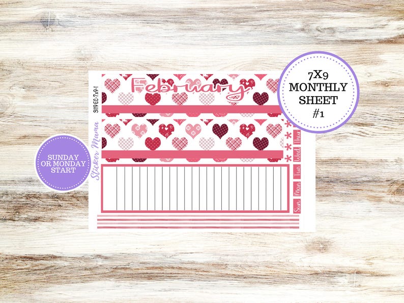 ERIN CONDREN Monthly Kit-3119 || 7X9 || - 7x9 Ec FEBRUARY Monthly Kit ...