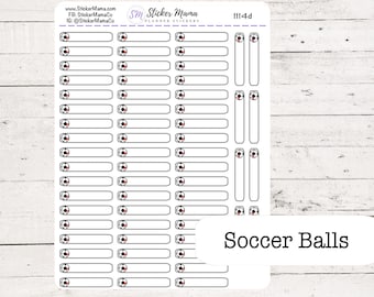 SS-1114d - DOODLE SOCCER Balls Planner Label Stickers  - Soccer Stickers - Soccer Games - Soccer Practice