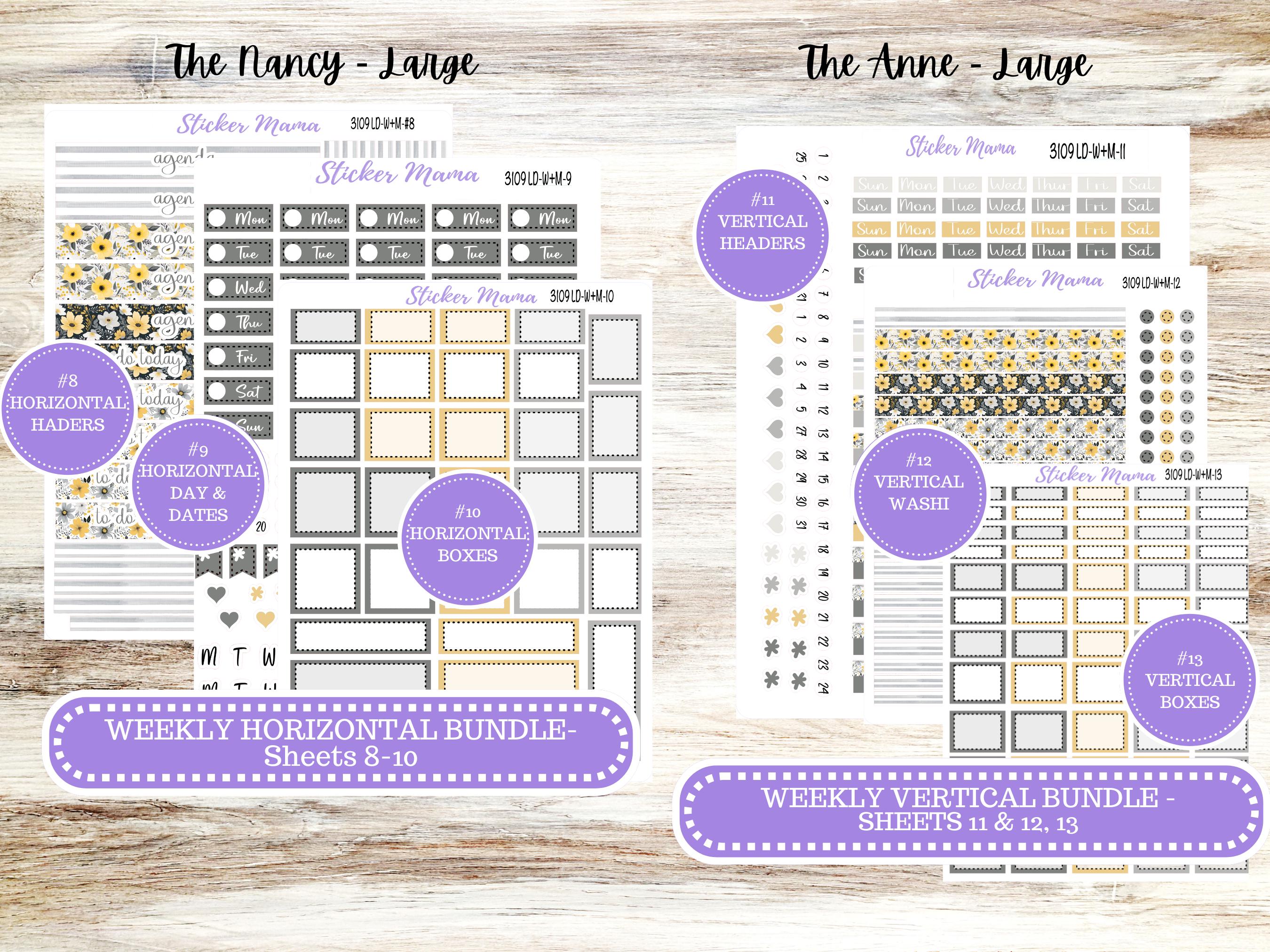 Laurel Denise Large Nancy & Large Anne Planner Sticker Kit | Vertical ...