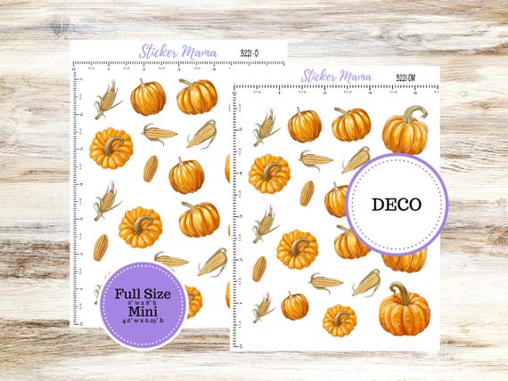 Deco Planner Stickers | Pumpkin and Cornstalks 3221