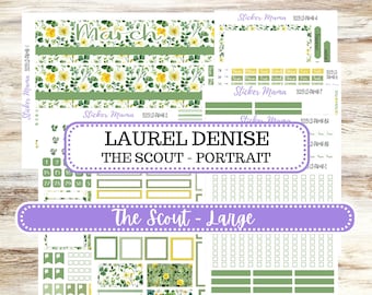 Laurel Denise Large Scout Planner Sticker Kit | Portrait Weekly + Monthly | March Lucky Blossom #3213 | 11-25