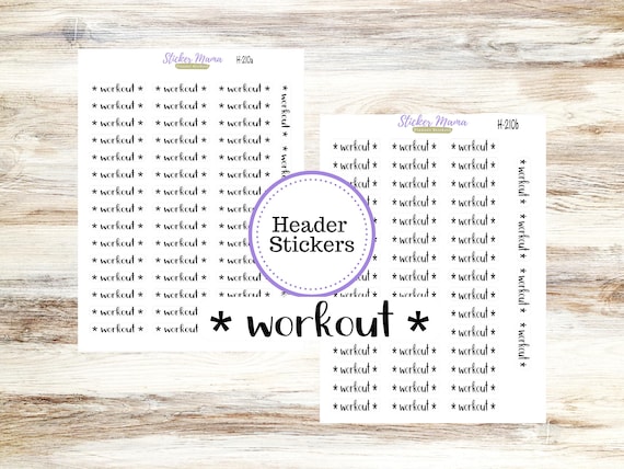 WORKOUT HEADER STICKERS H210 || Header Font Planner Stickers || Header Workout Planner Stickers || Header Workout Stickers