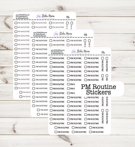 PM ROUTINE STICKERS Si113 .3" x 1.5" planner stickers functional sticker sticker mama habit tracker habit sticker habit tracker sticker mama