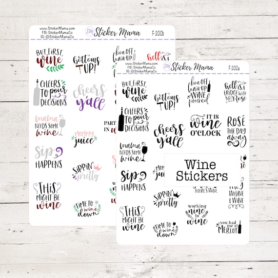 F-200 - WINE PLANNER STICKERS - Wine Lover Stickers - Planner Sticker Deco - Stickers for Planners