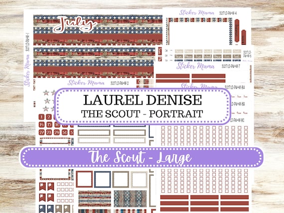 Laurel Denise Large Scout Planner Sticker Kit | Portrait Weekly + Monthly | July Old Glory 3217 | 4-26