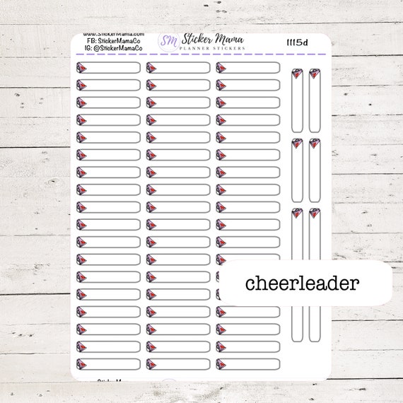 SS-1115d - DOODLE CHEERLEADER Planner Label Stickers  - Cheer Stickers - Megaphone Games - Cheerleaderl Practice