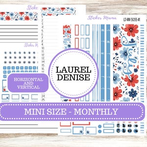 LAUREL DENISE MINI Monthly Planner Kit #3035  || Laurel Denise Kit || Laurel Denise Stickers || Horizontal Vertical || American Dream