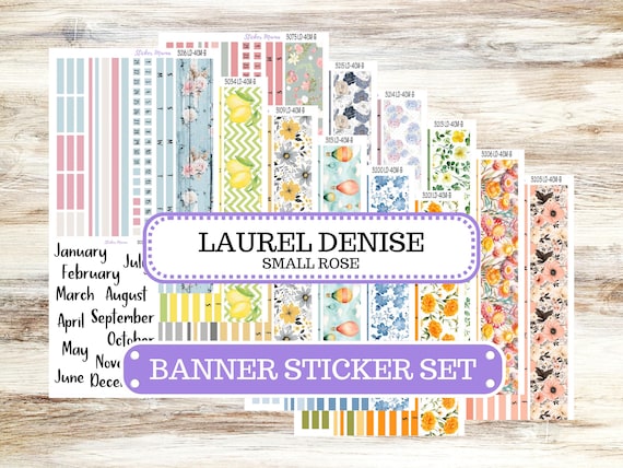 Banner Set | Laurel Denise Small Rose | 4 Column | Monthly Header Kit