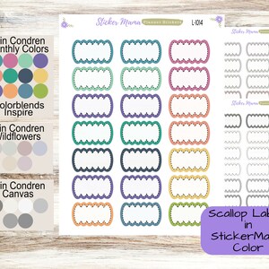 EC DASHED SCALLOP Stickers  || .88&quot; x 1.5&quot; || ec inspire || ec wildflower || ec canvas sticker