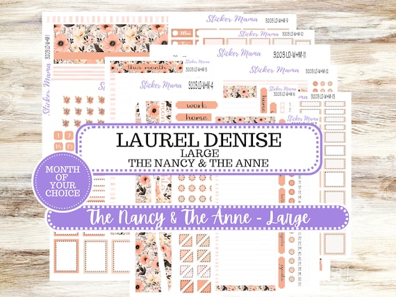 Laurel Denise Large Nancy & Large Anne Planner Sticker Kit | Vertical Horizontal Week + Month | Pretty in Pink #3203 | 3-26