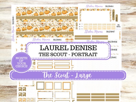 Laurel Denise Large Scout Planner Sticker Kit | Portrait Weekly + Monthly | Month of your Choice Fall | 3116 Pumpkin Spice | 7-26