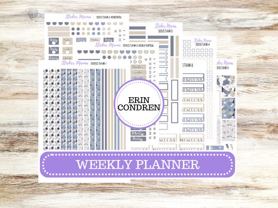 Erin Condren Weekly Planner Kit | Vertical & Hourly Stickers | WK-3215 Charming Roses