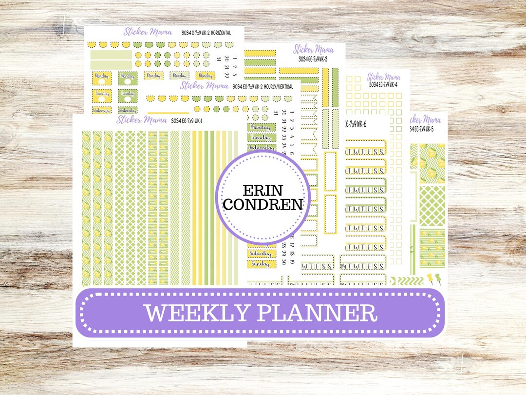 Erin Condren Weekly Planner Kit | Vertical & Hourly Stickers | WK-3034 ...