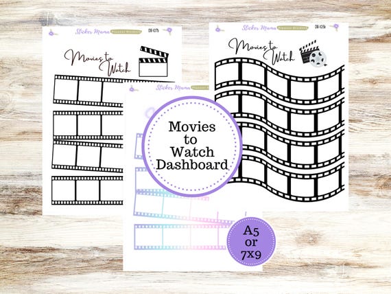 ERIN CONDREN DASHBOARD ||  Movie Planner Pages || Full Page Movie Dashboard
