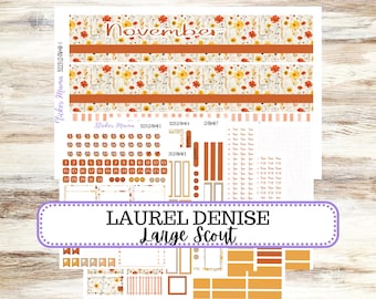 Laurel Denise Large Scout Planner Sticker Kit | Portrait Weekly + Monthly | #3223 November Fall Pressed Flower | 8-26