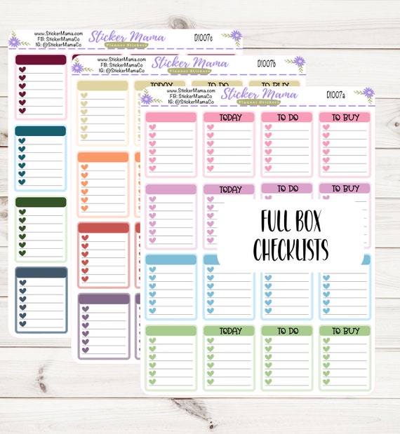 D1007 || FULL BOX CHECKLIST Stickers || Checklist Stickers || Planner Stickers for Checklists