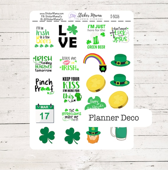 DECO-3026 ST. PATRICKS Stickers - Deco Stickers - Planner Stickers
